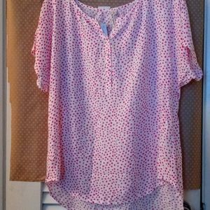 Blouse why what pink polka dots